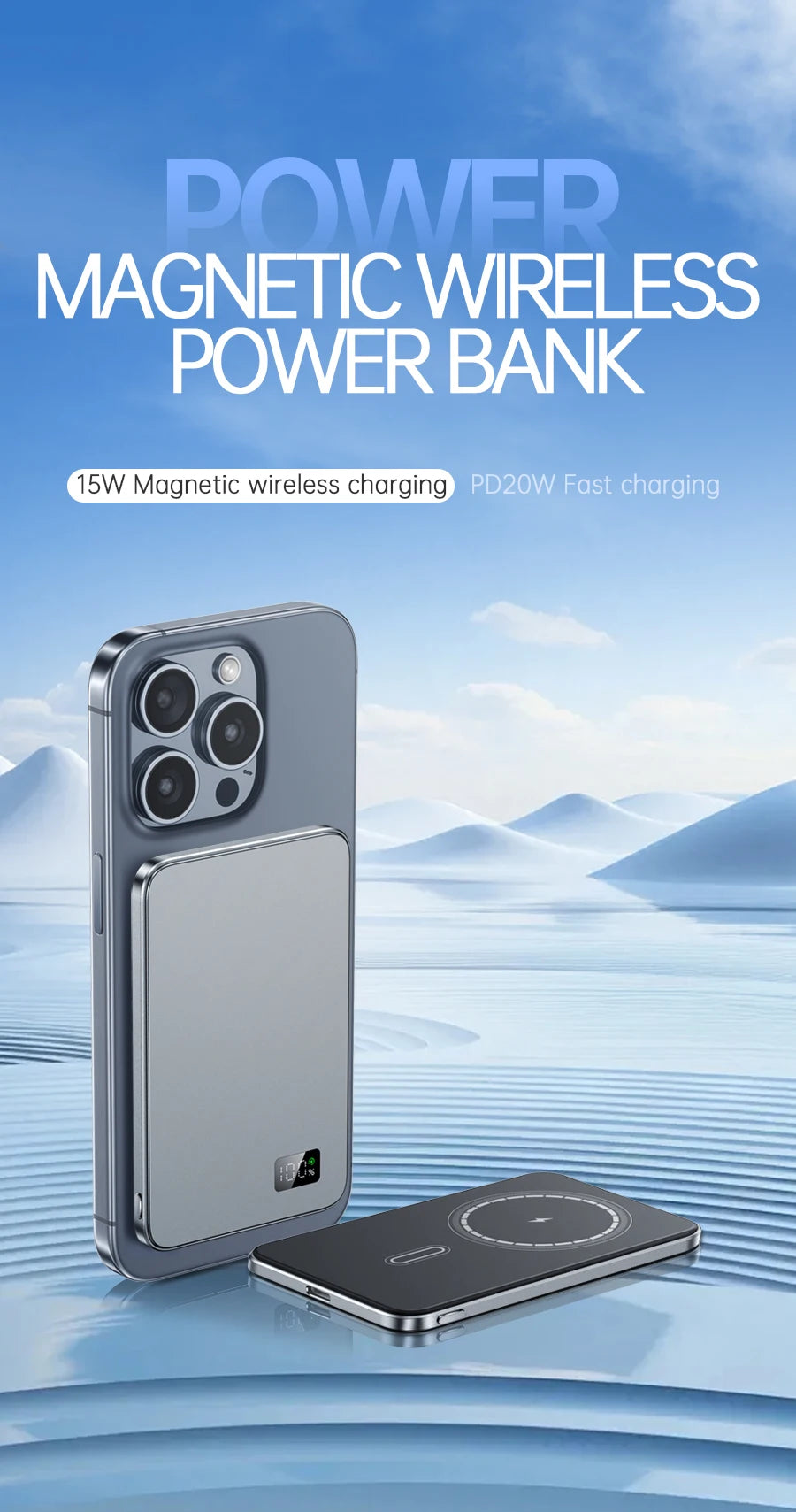 Ultra Thin MagSafe Power Bank LED Display