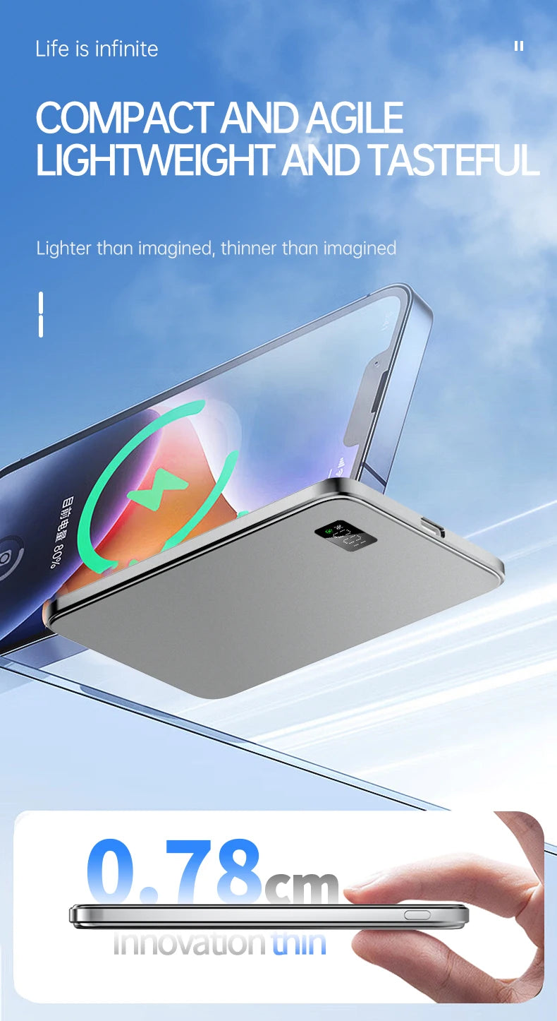 Ultra Thin MagSafe Power Bank LED Display