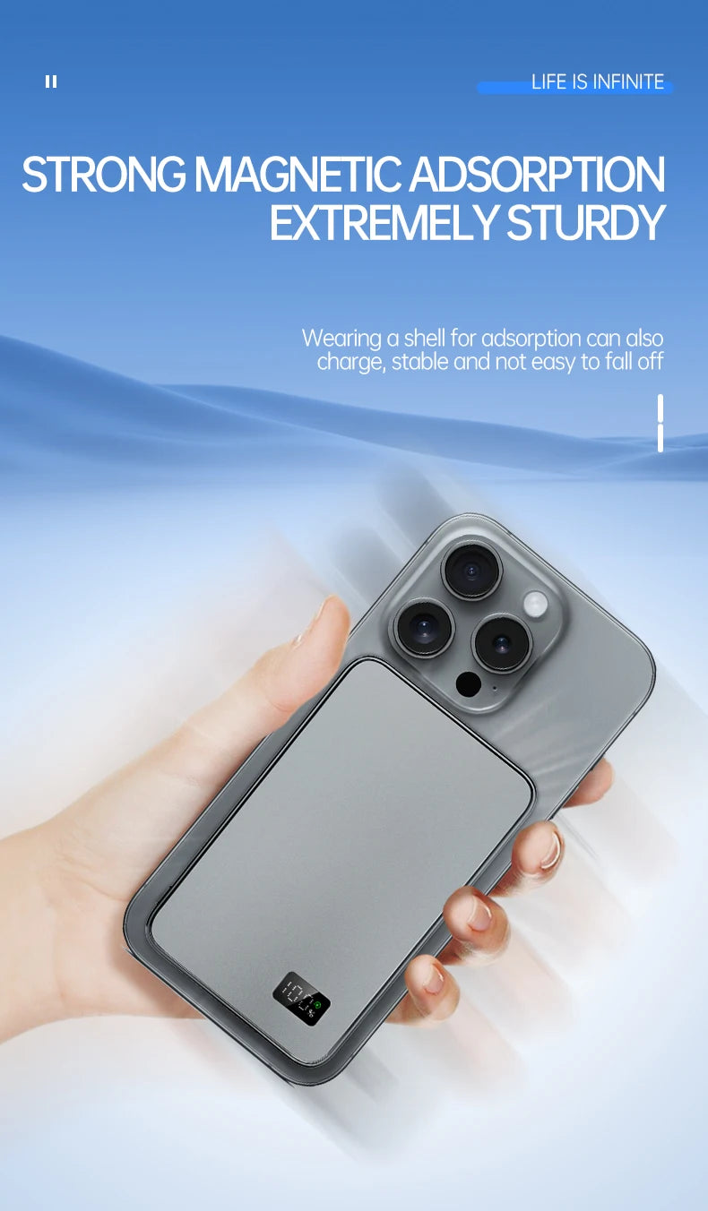 Ultra Thin MagSafe Power Bank LED Display