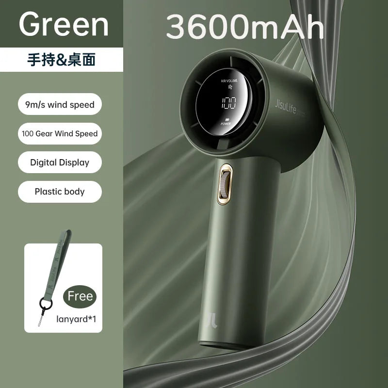 Mini Handheld Fan 100 Speeds LED Display