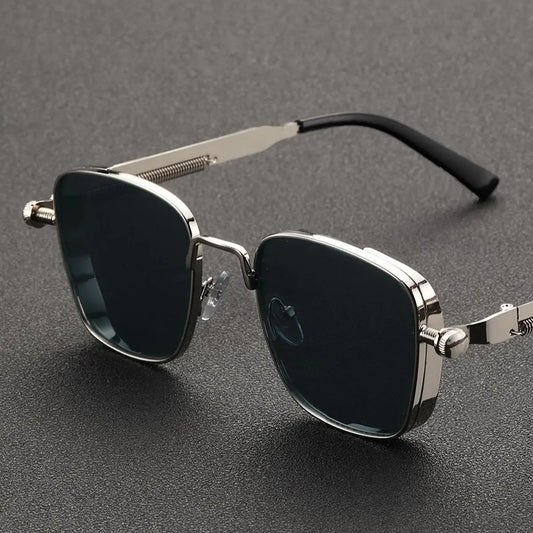 Retro Steampunk Metal Frame Glasses Spring Temples