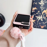 Leather Wrist Strap Phone Case Samsung Galaxy Z Flip Shockproof Protective Cover