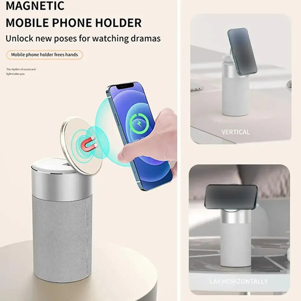 4-in-1 Qi Wireless Charging Earphone Audio Magnetic Charger Dock Mini Speaker Bluetooth