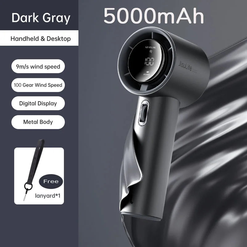 Mini Handheld Fan 100 Speeds LED Display