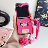 Leather Wrist Strap Phone Case Samsung Galaxy Z Flip Shockproof Protective Cover