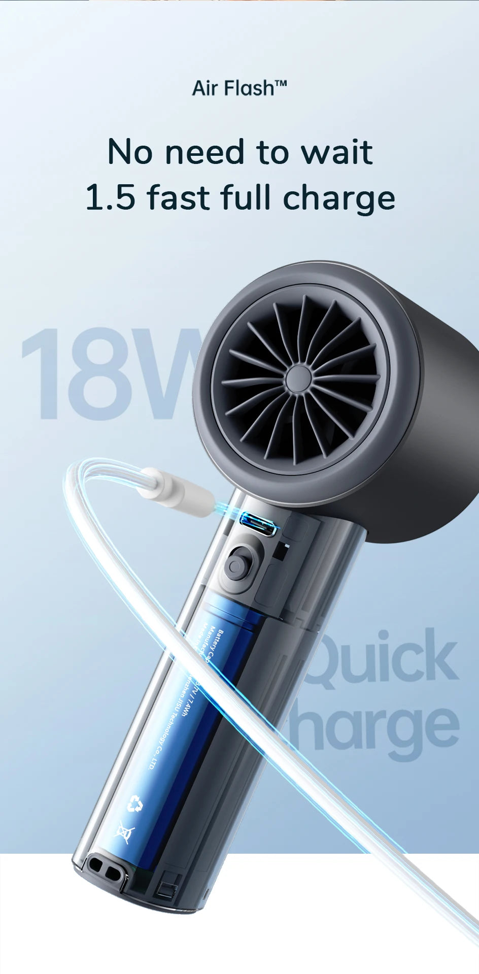 Mini Handheld Fan 100 Speeds LED Display