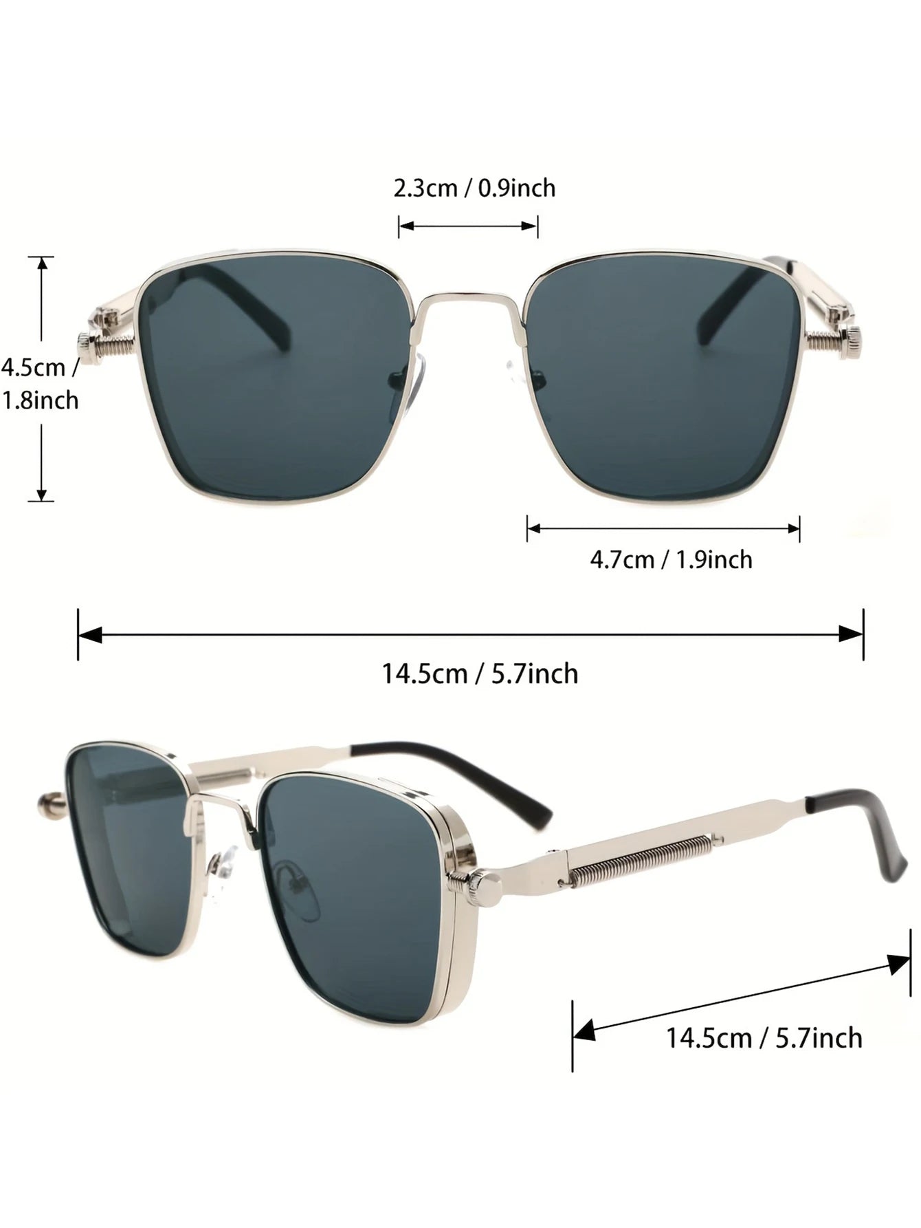 Retro Steampunk Metal Frame Glasses Spring Temples