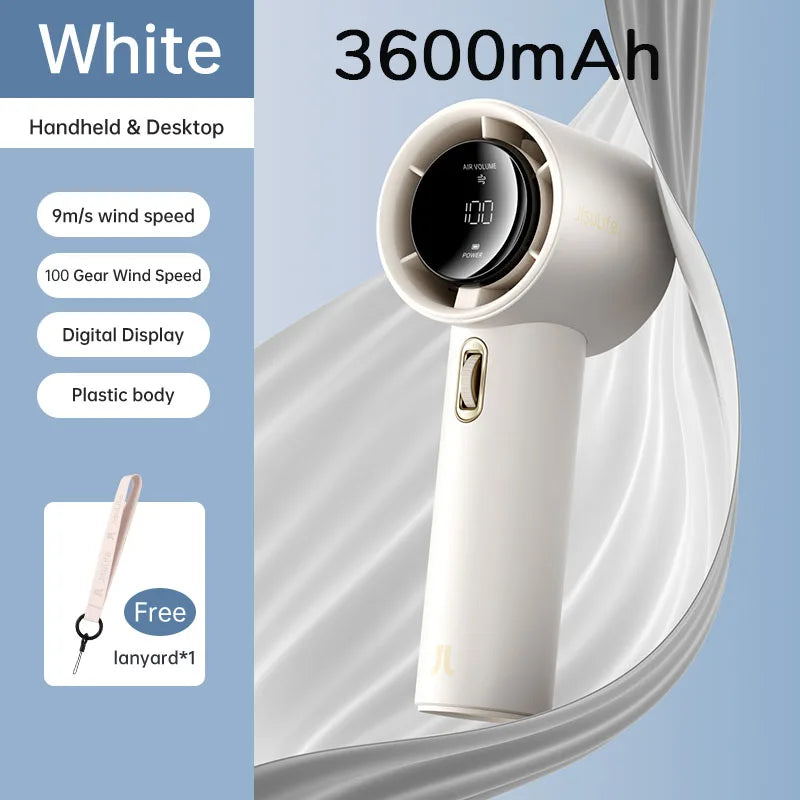 Mini Handheld Fan 100 Speeds LED Display