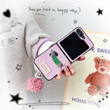 Leather Wrist Strap Phone Case Samsung Galaxy Z Flip Shockproof Protective Cover
