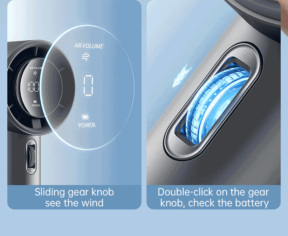 Mini Handheld Fan 100 Speeds LED Display