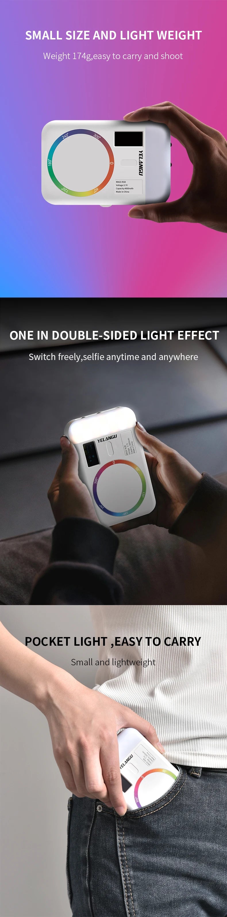 Magnetic RGB Fill Light Wireless Charging