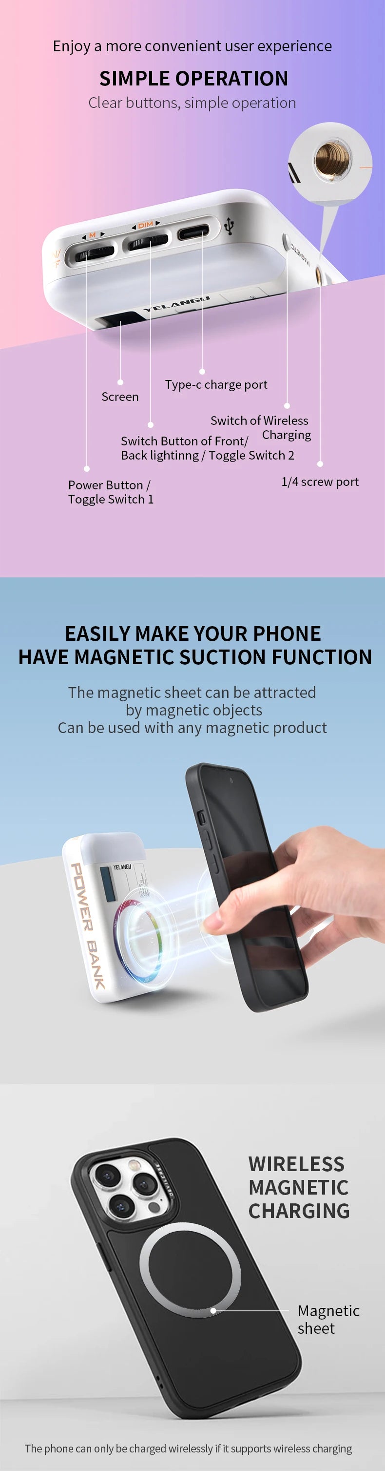 Magnetic RGB Fill Light Wireless Charging