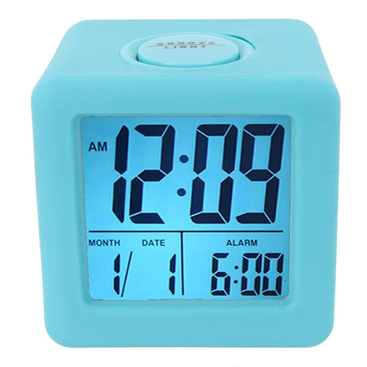 Silicone LCD Alarm Clock Smart Light Snooze Function
