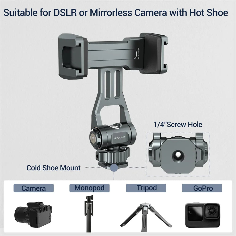 Aluminum Camera Hot Shoe Adapter Dual Cold Shoe