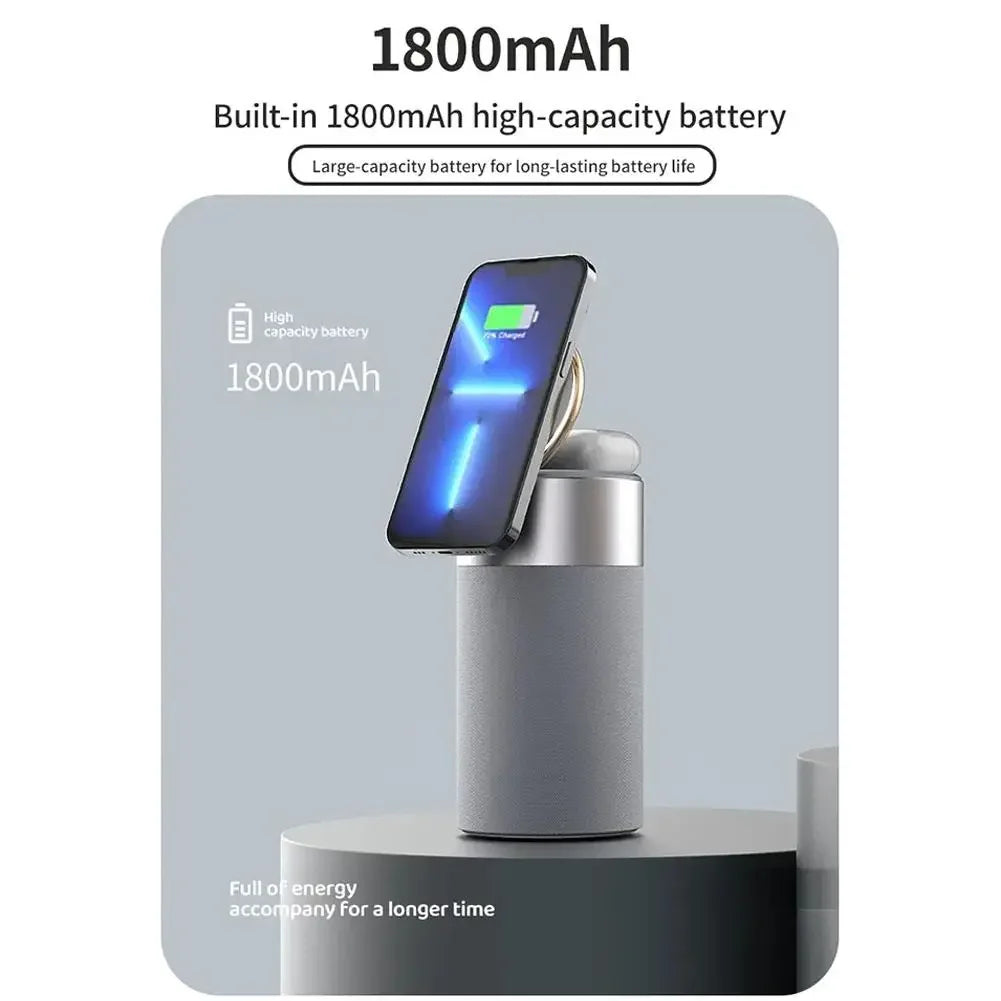 4-in-1 Qi Wireless Charging Earphone Audio Magnetic Charger Dock Mini Speaker Bluetooth